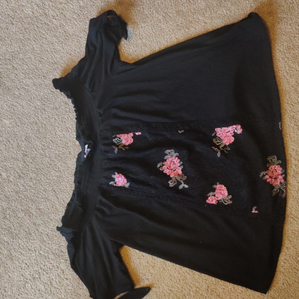 Lace rose off shoulder top